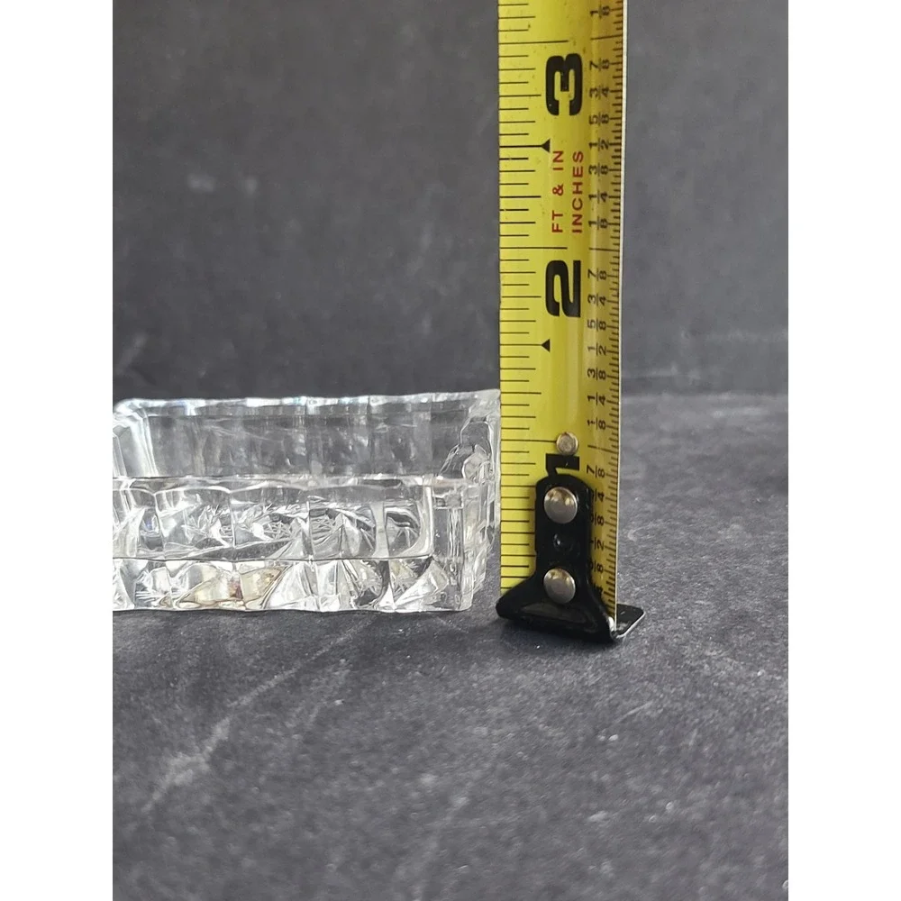 Mini Rectangular Ashtray Vintage Cut Crystal Trinket Dish Pinwheel Star Catchall